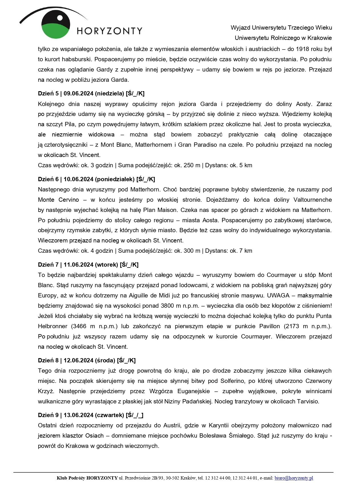 Program wycieczki Alpy dla seniora - Jezioro Garda i dolina Aosty